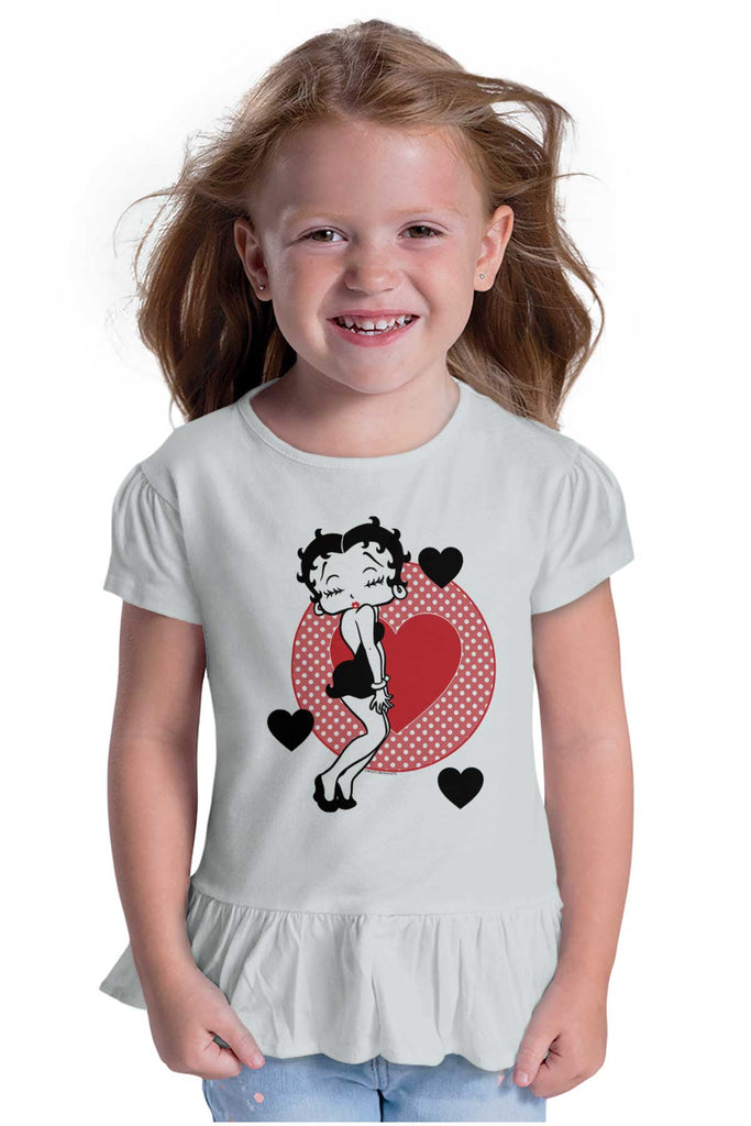 Betty Boop Toddler Ruffle Bottom Tee-Direct To Garment Print-Brisco Baby