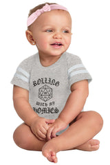 Rolling With My Homies Dungeons Football Romper Bodysuit-Direct To Garment Print-Brisco Baby