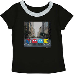 The Beatles Pac-Man Toddler Ruffled Trim T-Shirt-Direct To Garment Print-Brisco Baby