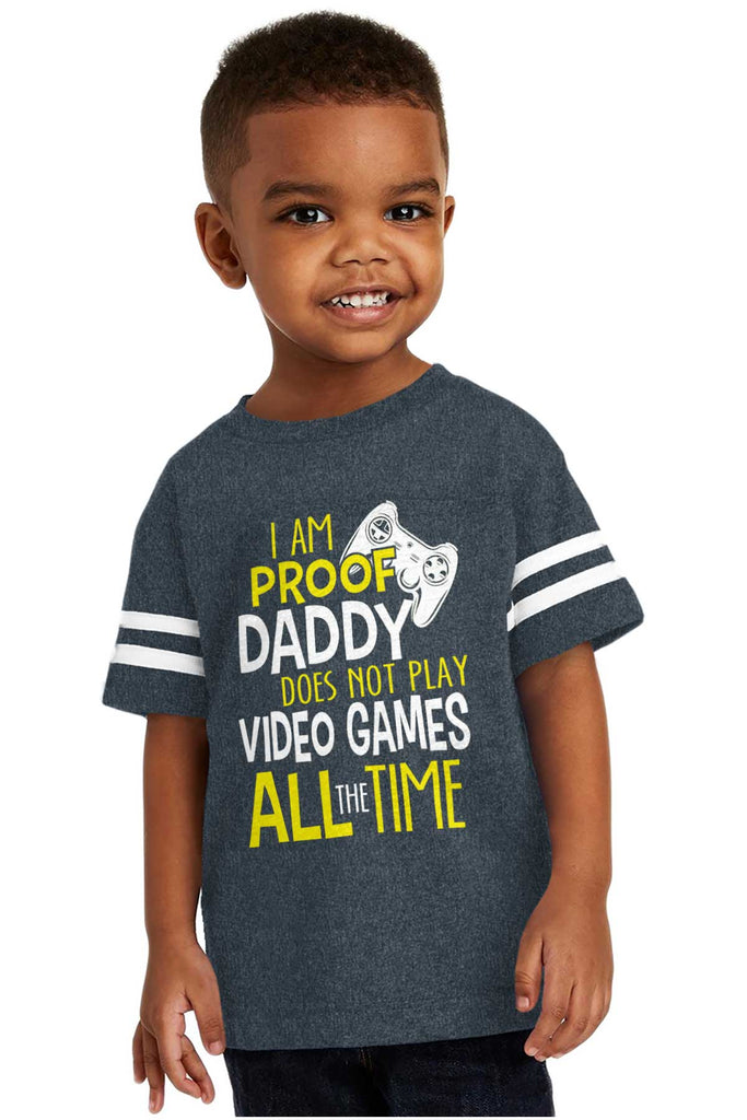 Daddy Plays Video Games Toddler Football Jersey Tee-Direct To Garment Print-Brisco Baby