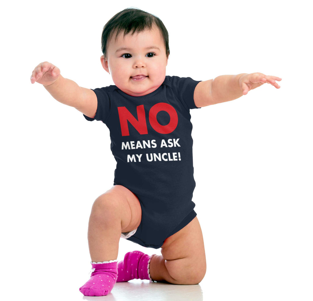 No Means Ask Uncle Romper Bodysuit-Direct To Garment Print-Brisco Baby