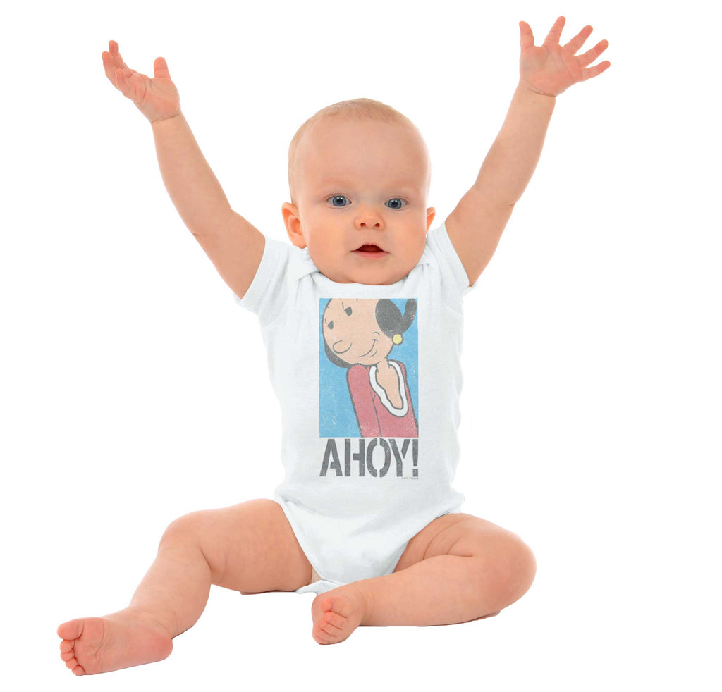 Ahoy Olive Oyl Romper Bodysuit-Direct To Garment Print-Brisco Baby