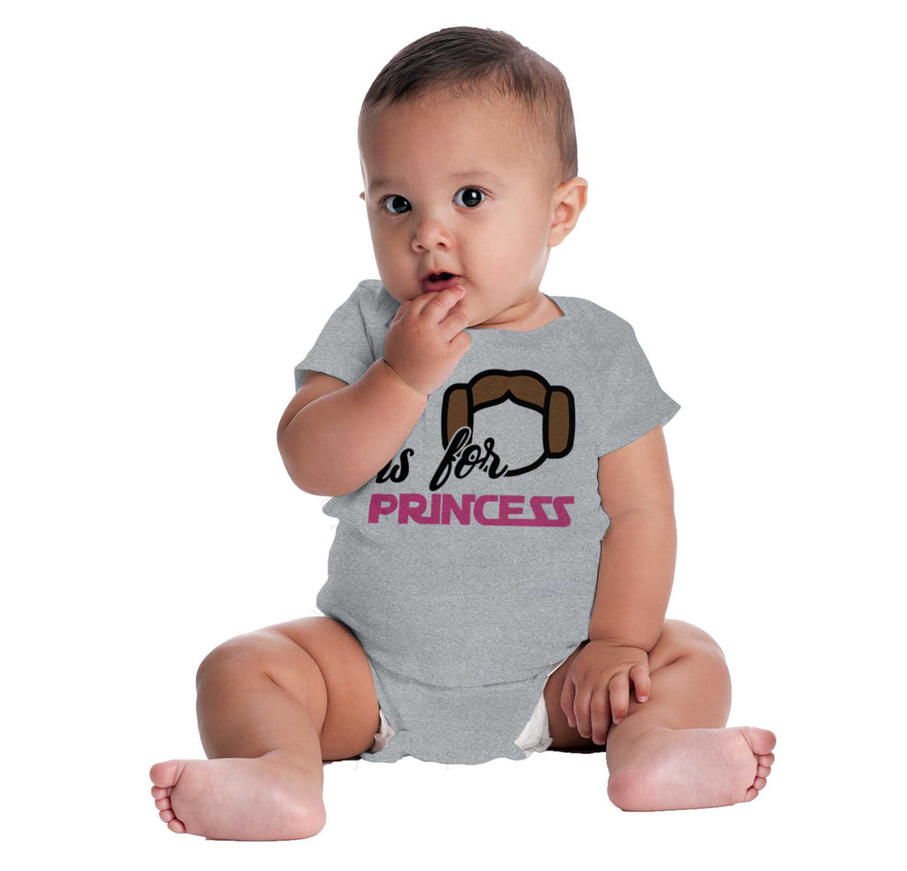 P Is For Princess Leia Romper Bodysuit-Direct To Garment Print-Brisco Baby