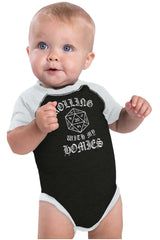 Rolling With My Homies Dungeons Raglan Romper Bodysuit-Direct To Garment Print-Brisco Baby