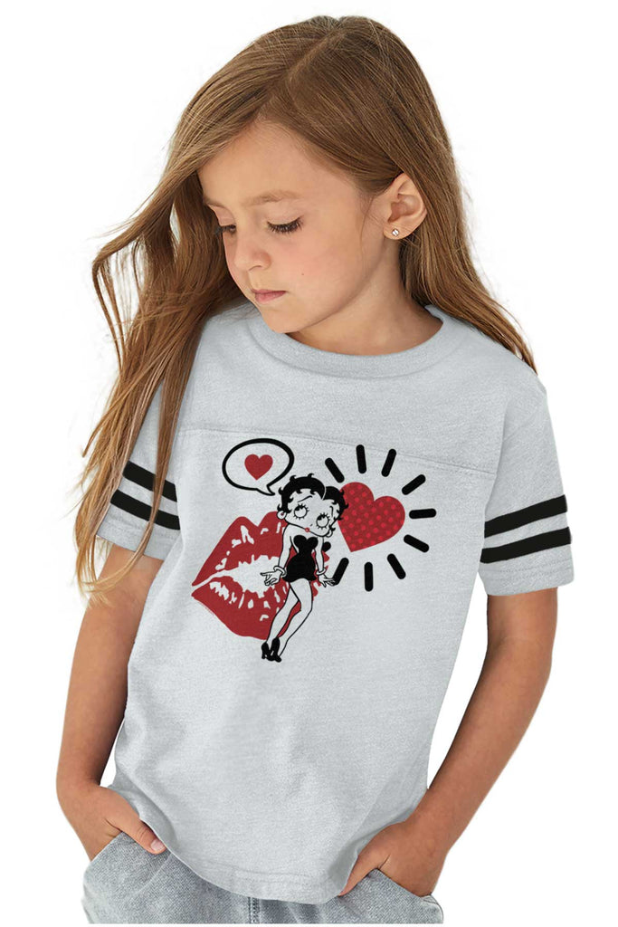 Cartoon Betty Toddler Football Jersey Tee-Direct To Garment Print-Brisco Baby