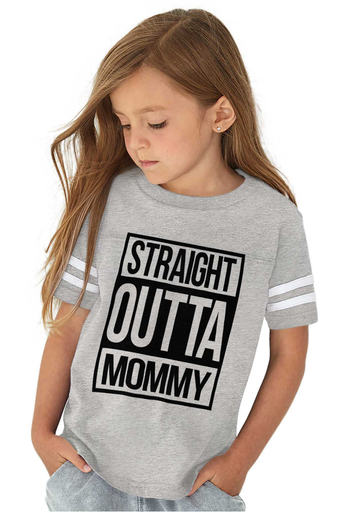 Straight Outta Mommy Toddler Football Jersey Tee-Direct To Garment Print-Brisco Baby