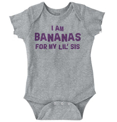 Bananas For Lil Sis Romper Bodysuit-Direct To Garment Print-Brisco Baby
