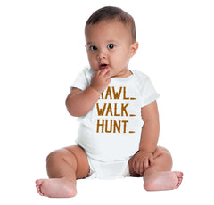 Crawl Walk Hunt Baby Romper Bodysuit-Direct To Garment Print-Brisco Baby