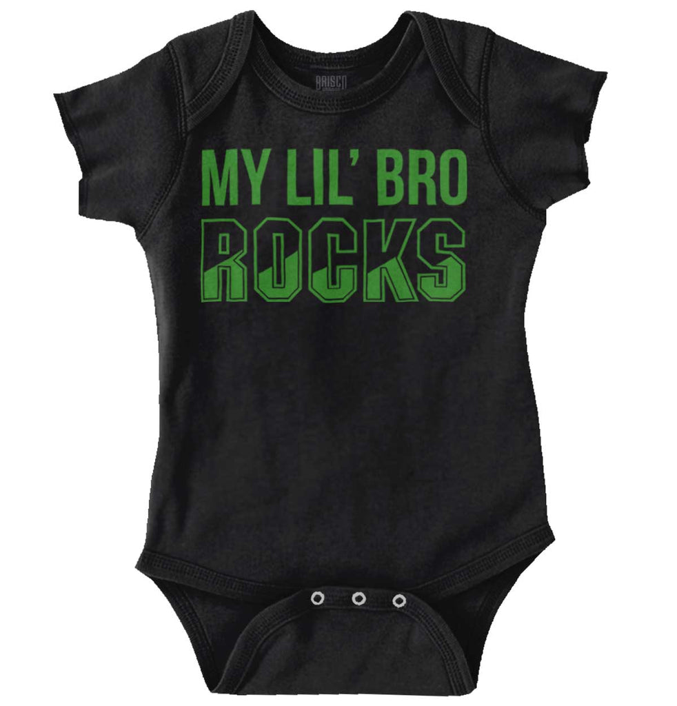 My Lil' Bro Rocks Romper Bodysuit-Direct To Garment Print-Brisco Baby
