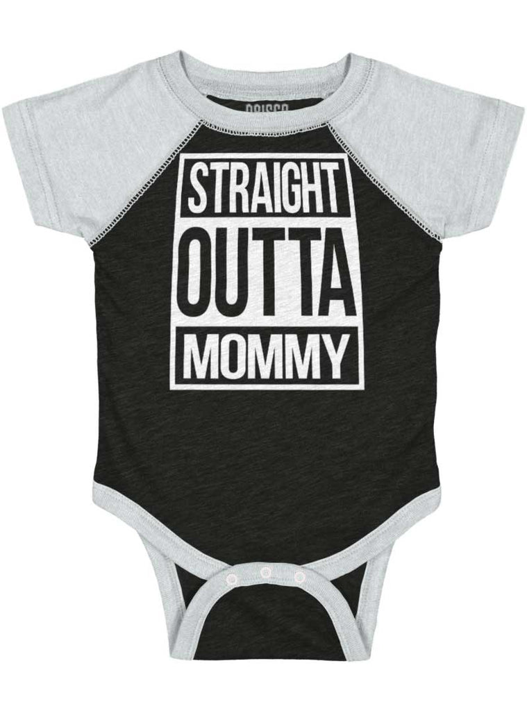 Straight Outta Mommy Raglan Romper Bodysuit-Direct To Garment Print-Brisco Baby
