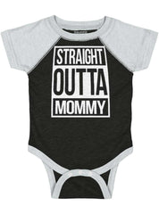 Straight Outta Mommy Raglan Romper Bodysuit-Direct To Garment Print-Brisco Baby