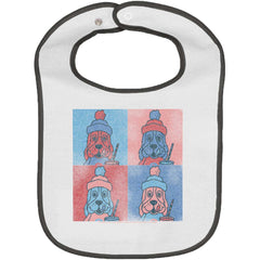 Graphic Slush Trimmed White Snap Bib-Direct To Garment Print-Brisco Baby