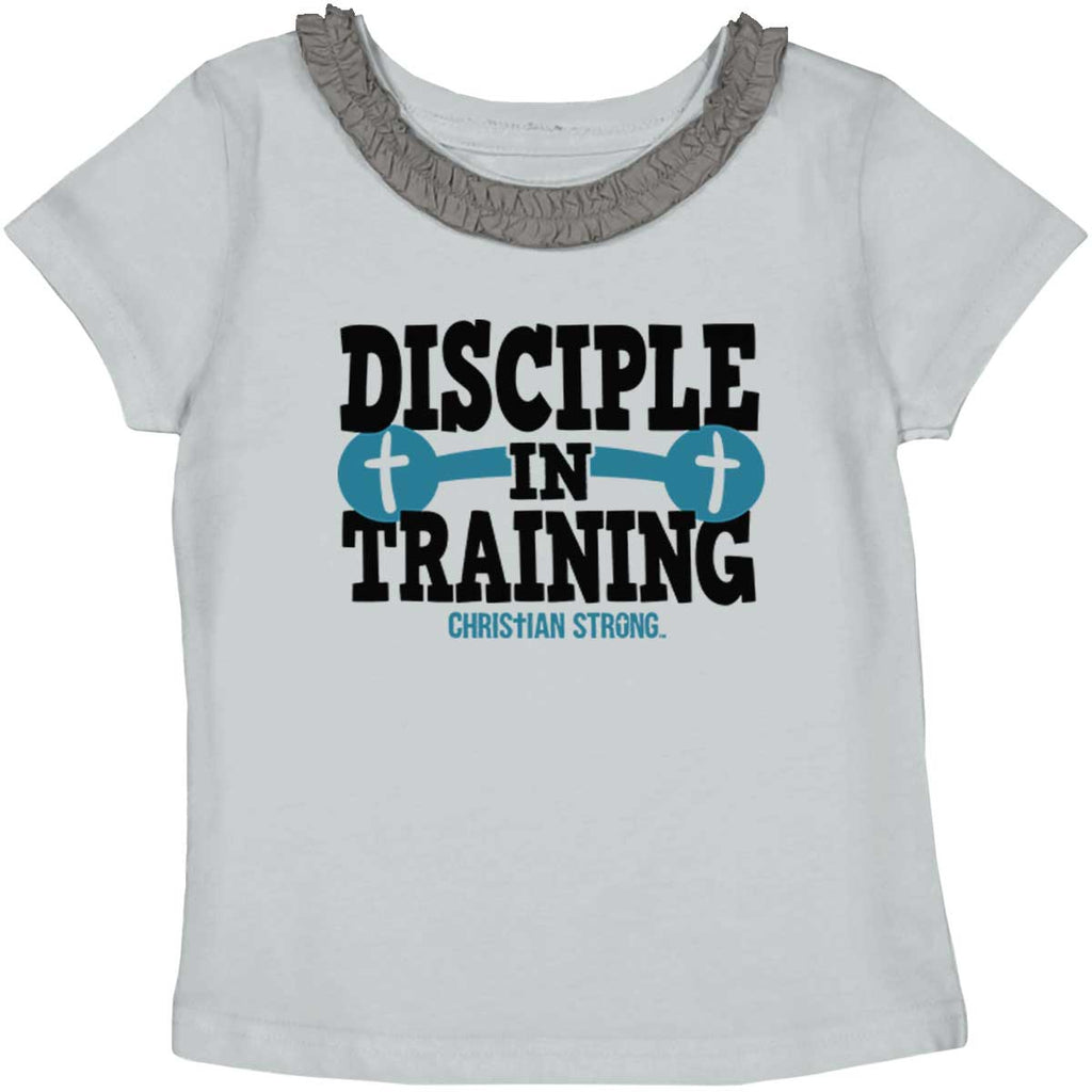 Disciple In Training Toddler Ruffled Trim T-Shirt-Direct To Garment Print-Brisco Baby