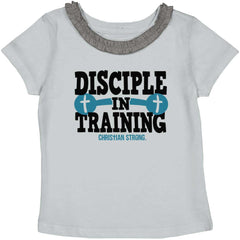 Disciple In Training Toddler Ruffled Trim T-Shirt-Direct To Garment Print-Brisco Baby