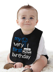 Very First Birthday Infant Baby Bib-Direct To Garment Print-Brisco Baby