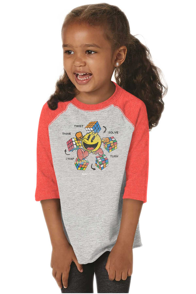 Rubiks Pac-Man Toddler Baseball-Direct To Garment Print-Brisco Baby