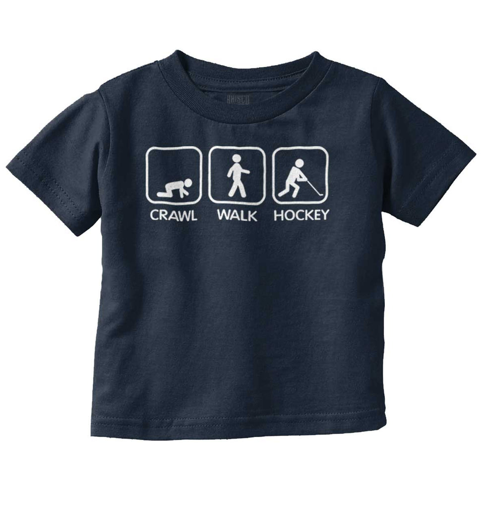Crawl Walk Hockey Infant Toddler T Shirt-Direct To Garment Print-Brisco Baby