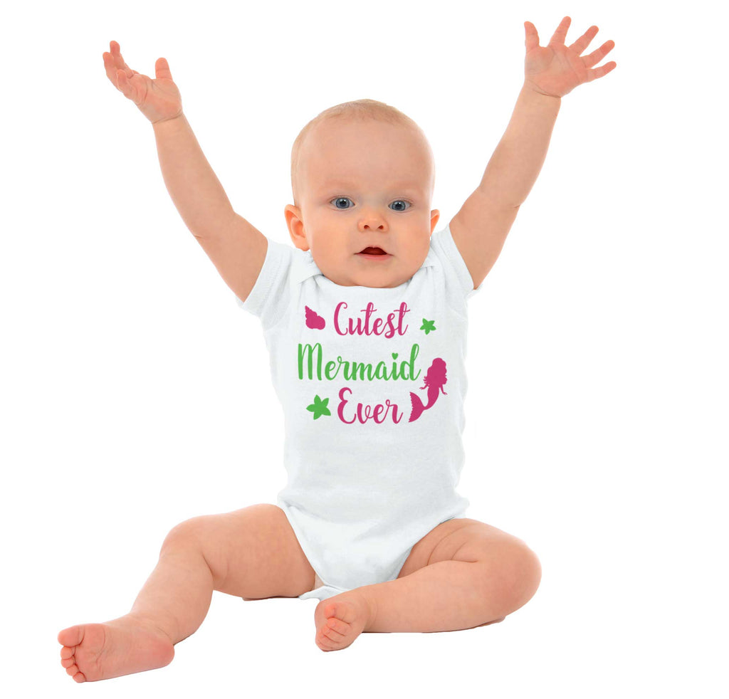 Cutest Mermaid Ever Romper Bodysuit-Direct To Garment Print-Brisco Baby