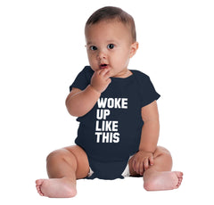 I Woke Up Like This Romper Bodysuit-Direct To Garment Print-Brisco Baby