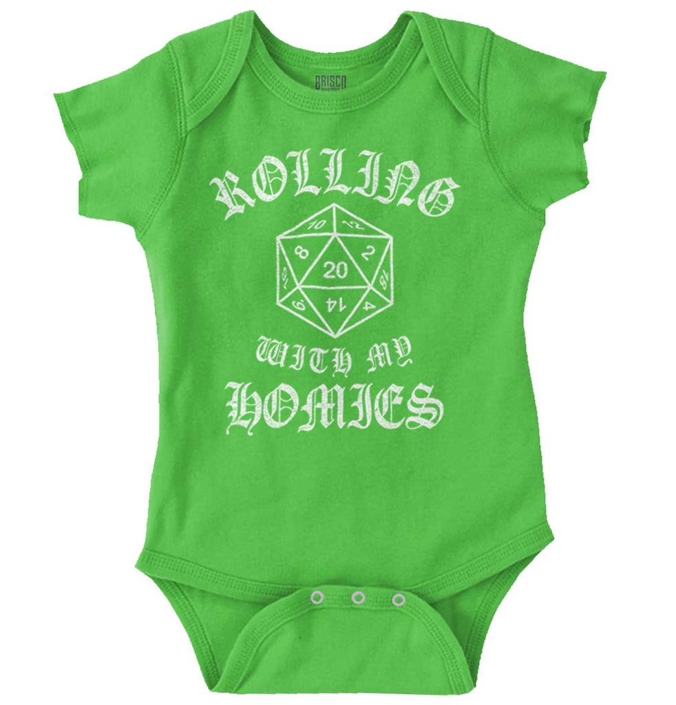 Rolling With My Homies Dungeons Romper Bodysuit-Direct To Garment Print-Brisco Baby