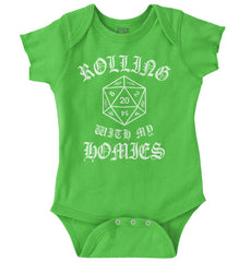 Rolling With My Homies Dungeons Romper Bodysuit-Direct To Garment Print-Brisco Baby