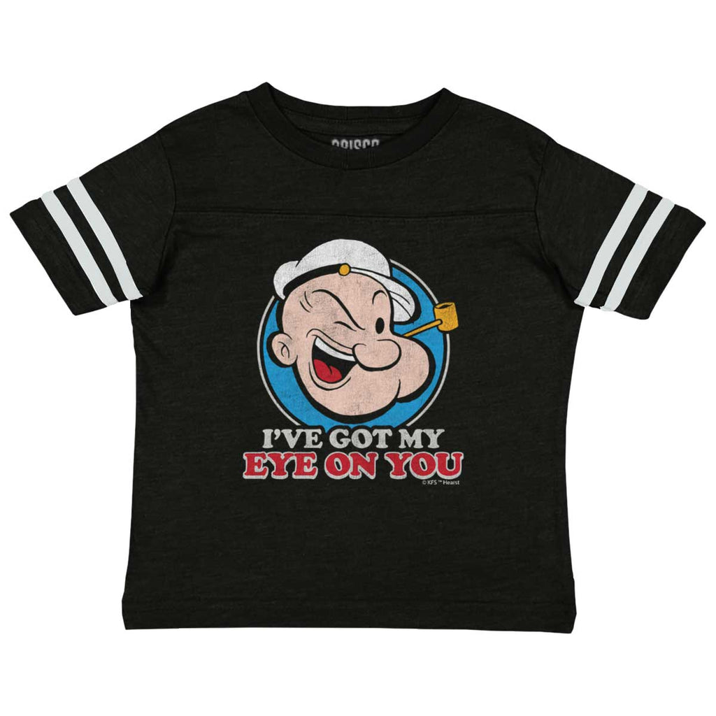 Got My Eye On You Toddler Football Jersey Tee-Direct To Garment Print-Brisco Baby