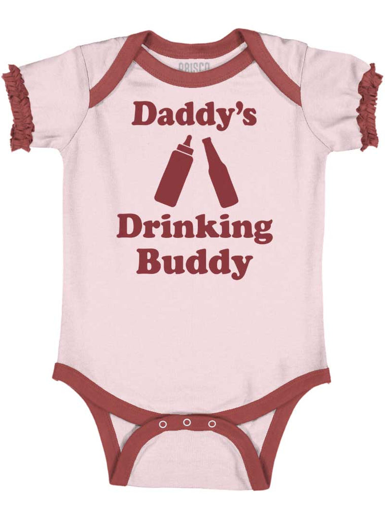 Drinking Buddy Baby Ruffled Trim Romper-Direct To Garment Print-Brisco Baby