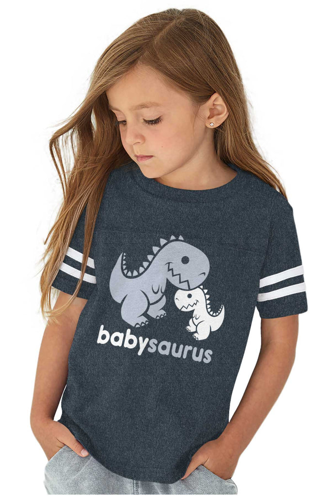 Babysaurus Rex Toddler Football Jersey Tee-Direct To Garment Print-Brisco Baby