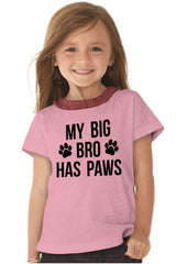 Big Bro Has Paws Toddler Ruffled Trim T-Shirt-Direct To Garment Print-Brisco Baby