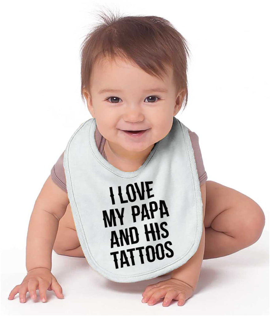 I Love Papa And Tattoos Infant Baby Bib-Direct To Garment Print-Brisco Baby