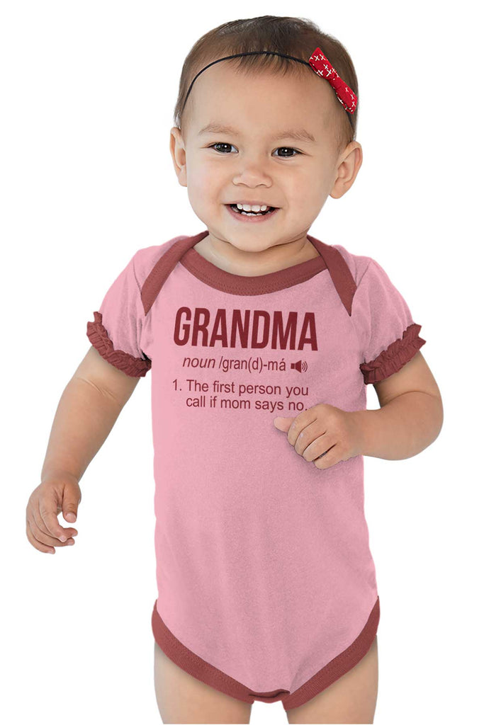 Grandma Baby Ruffled Trim Romper-Direct To Garment Print-Brisco Baby