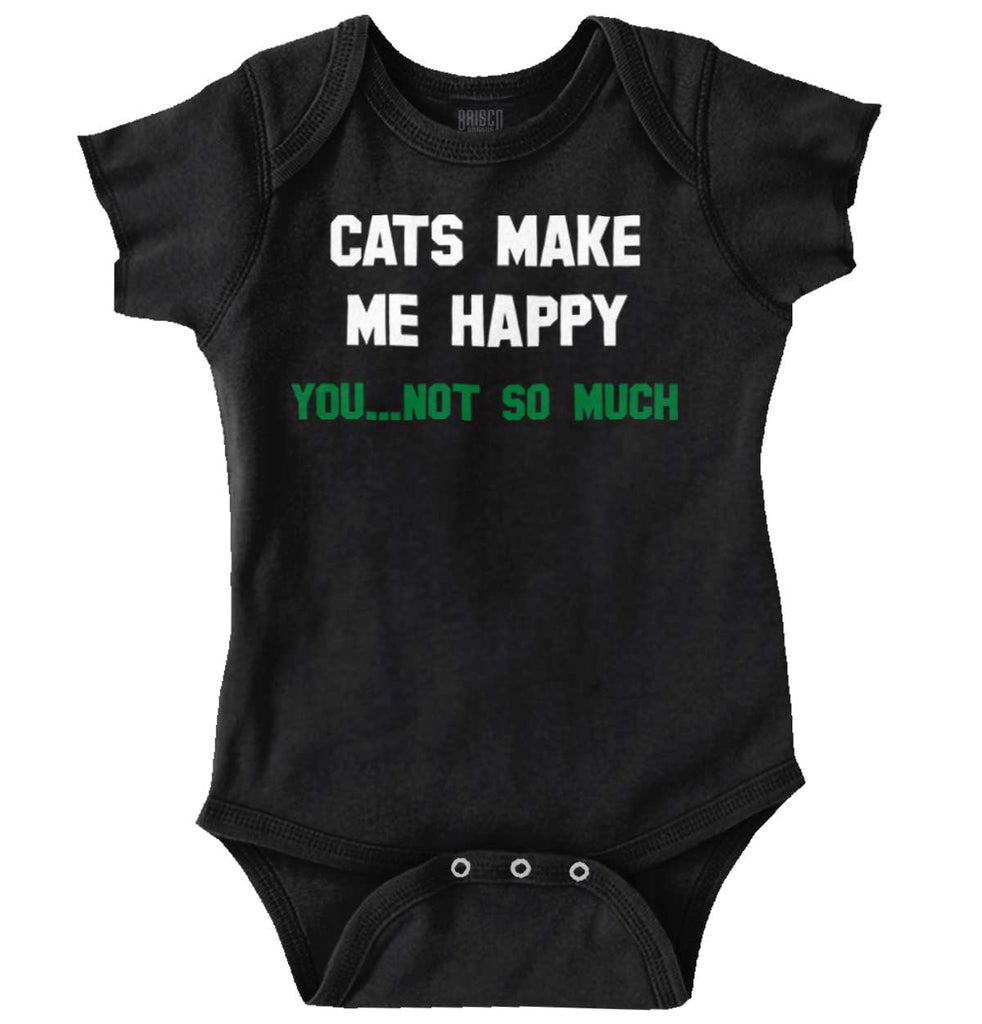 Cats Make Me Happy Romper Bodysuit-Direct To Garment Print-Brisco Baby