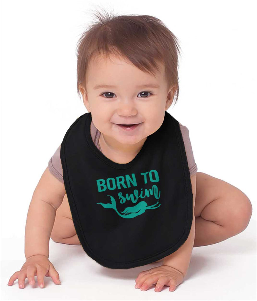 Born To Swim Infant Baby Bib-Direct To Garment Print-Brisco Baby