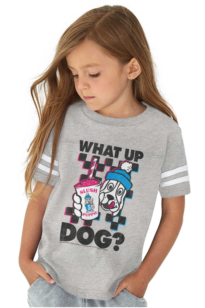 What Up Dog Toddler Football Jersey Tee-Direct To Garment Print-Brisco Baby