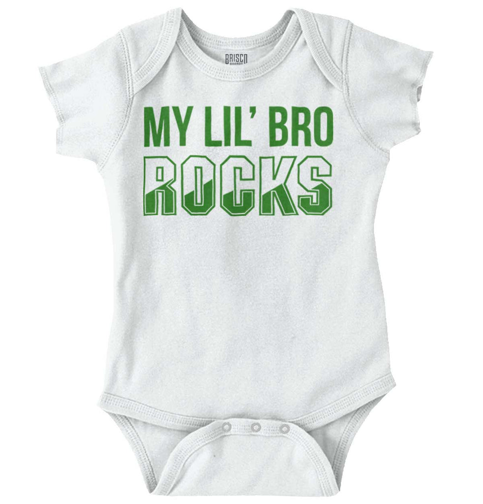 My Lil' Bro Rocks Romper Bodysuit-Direct To Garment Print-Brisco Baby
