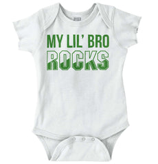 My Lil' Bro Rocks Romper Bodysuit-Direct To Garment Print-Brisco Baby