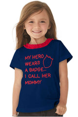 Hero Wears Badge Toddler Ruffled Trim T-Shirt-Direct To Garment Print-Brisco Baby