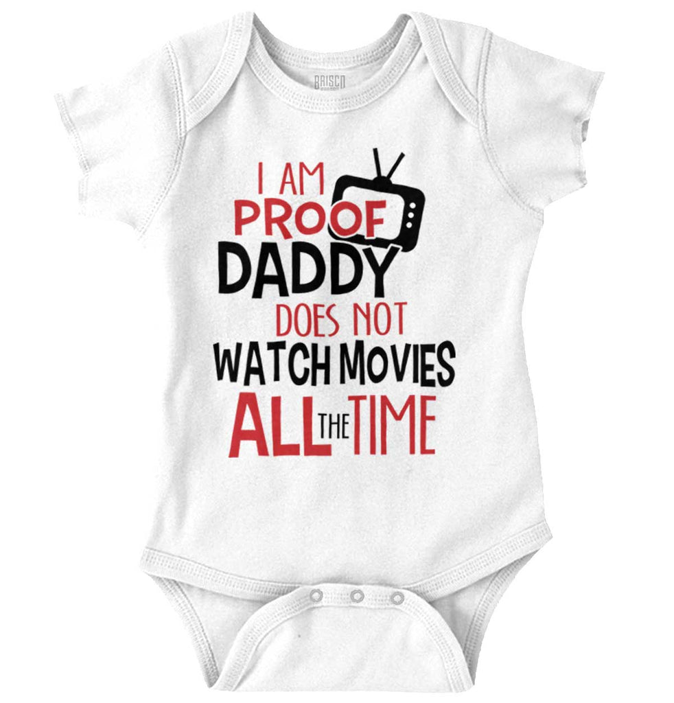 Movie Nerd Daddy Romper Bodysuit-Direct To Garment Print-Brisco Baby