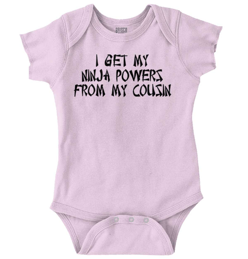 Ninja Powers From Cousin Romper Bodysuit-Direct To Garment Print-Brisco Baby