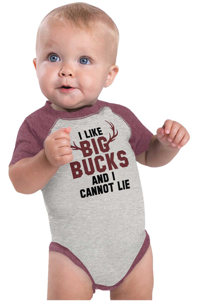 I Like Big Bucks Raglan Romper Bodysuit-Direct To Garment Print-Brisco Baby