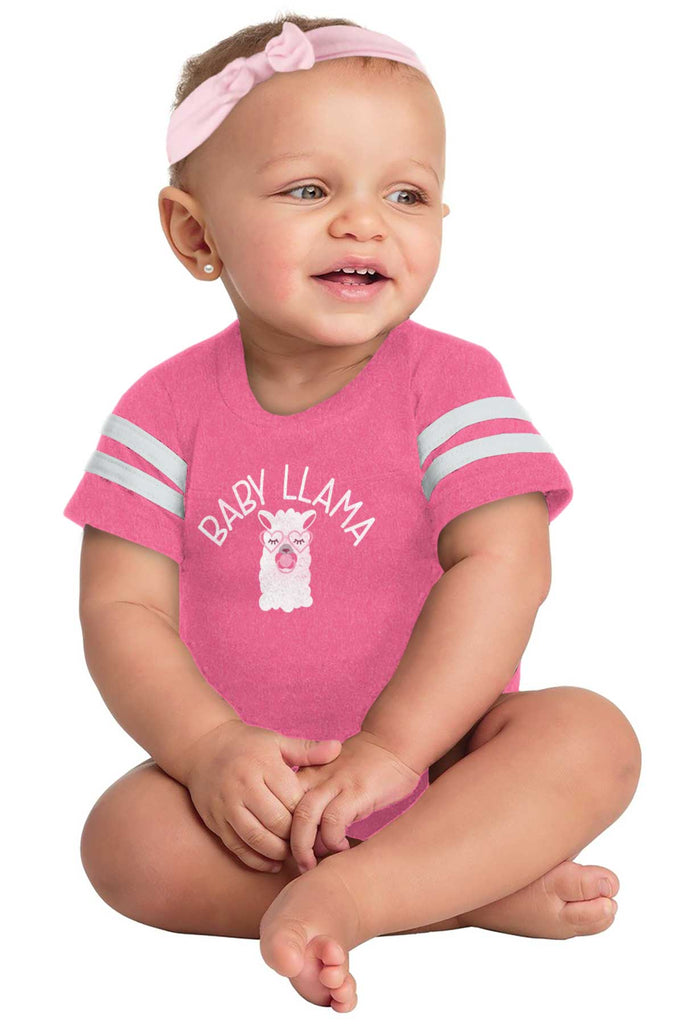 Baby Llama Football Romper Bodysuit-Direct To Garment Print-Brisco Baby