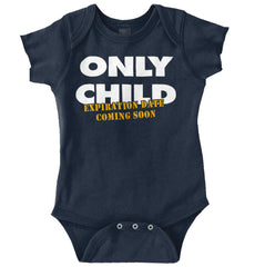 Only Child Expiration Date Romper Bodysuit-Direct To Garment Print-Brisco Baby