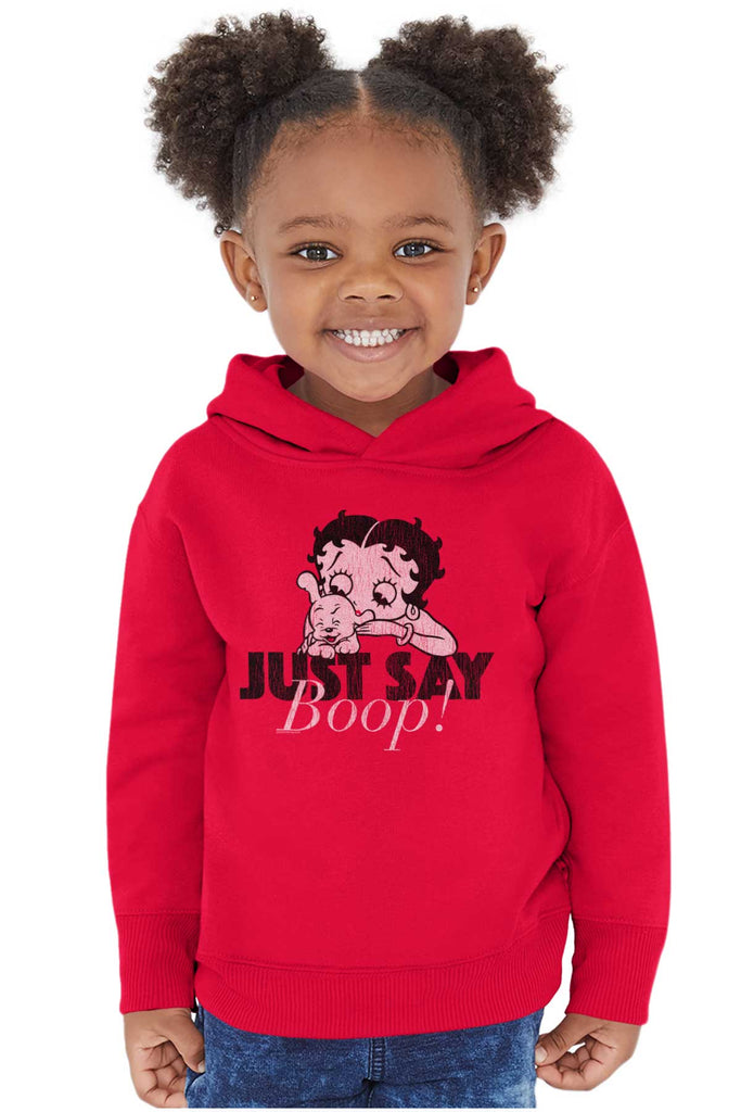Just Say Boop Toddler Pullover Hoodie-Direct To Garment Print-Brisco Baby