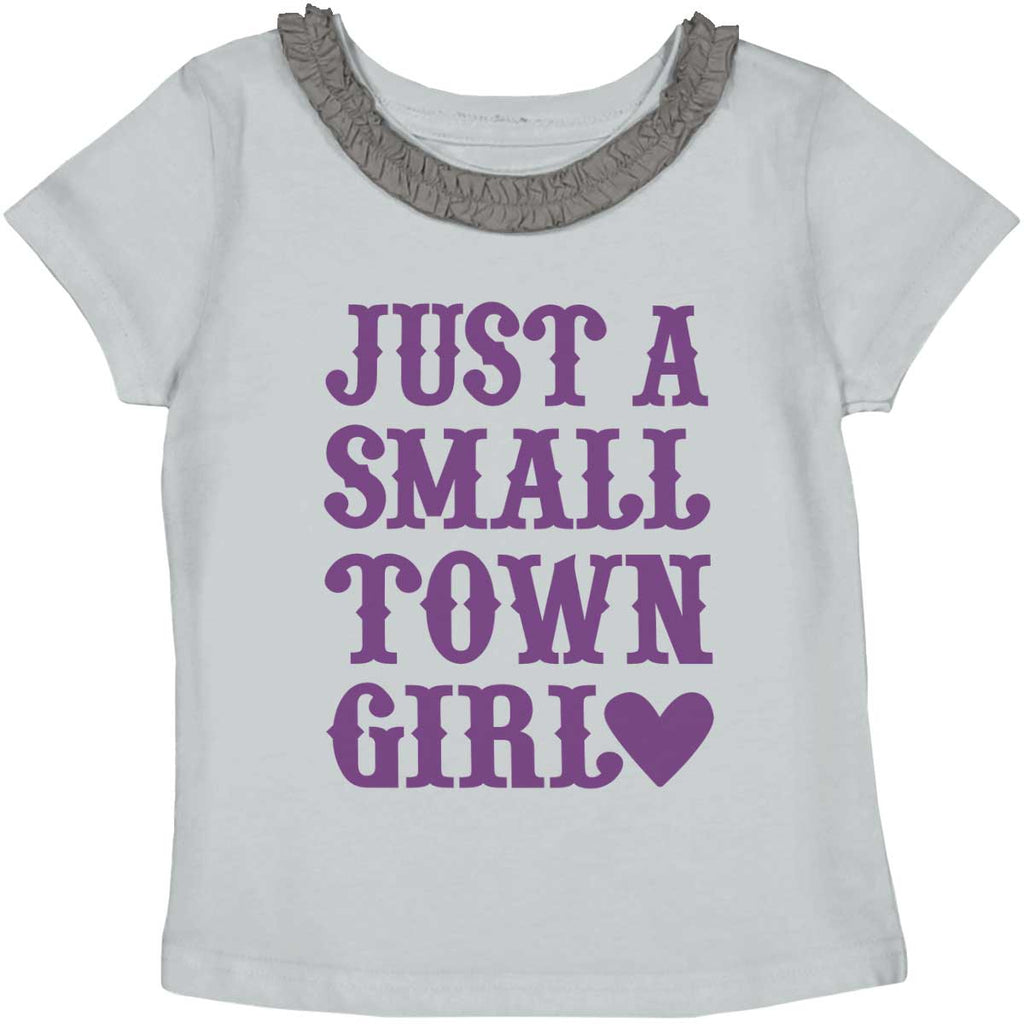 Small Town Girl Toddler Ruffled Trim T-Shirt-Direct To Garment Print-Brisco Baby