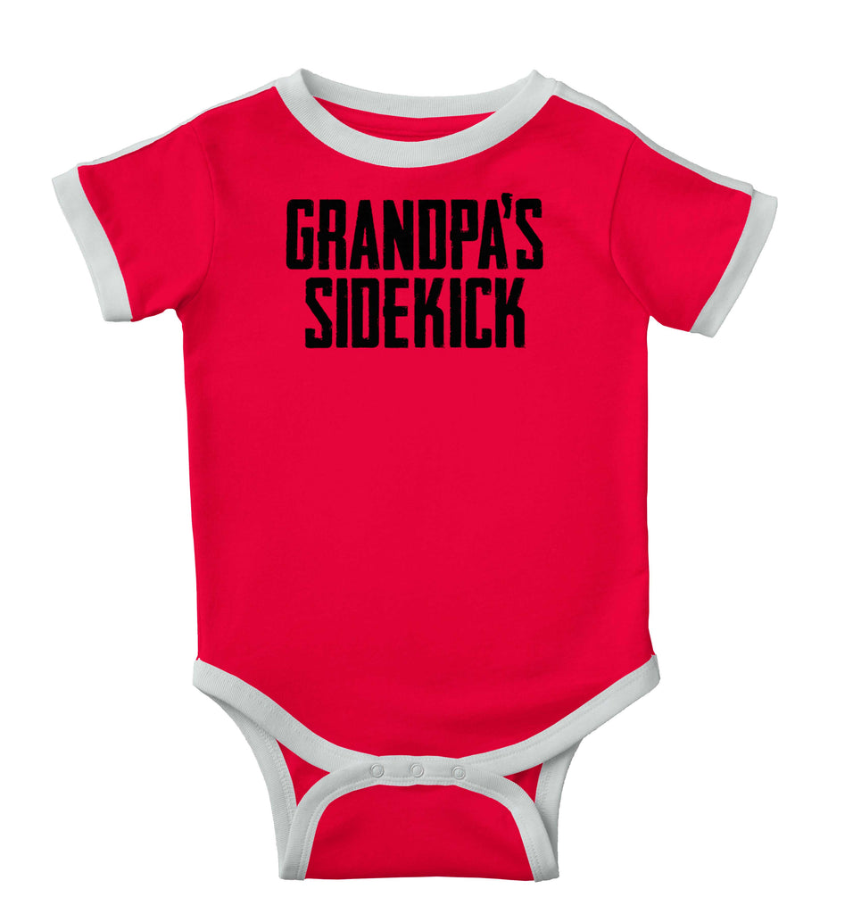 Grandpa's Sidekick Ringer Romper Bodysuit-Direct To Garment Print-Brisco Baby