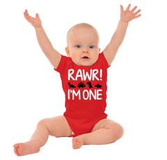 Rawr I'm One Romper Bodysuit-Direct To Garment Print-Brisco Baby