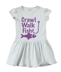 Crawl Walk Fish Solid Baby Infant Dress-Direct To Garment Print-Brisco Baby