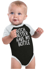 My Bottle Raglan Romper Bodysuit-Direct To Garment Print-Brisco Baby