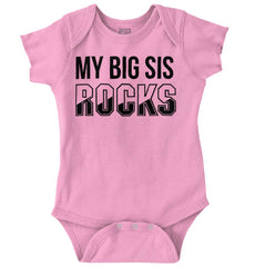 My Big Sis Rocks Romper Bodysuit-Direct To Garment Print-Brisco Baby