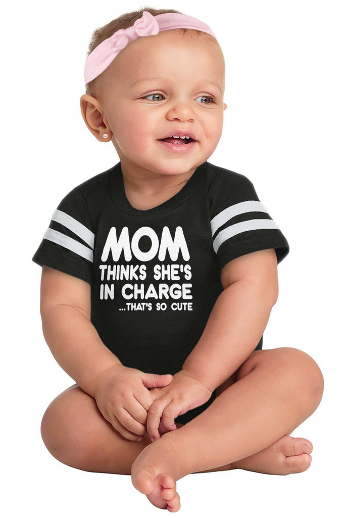 In Charge Football Romper Bodysuit-Direct To Garment Print-Brisco Baby